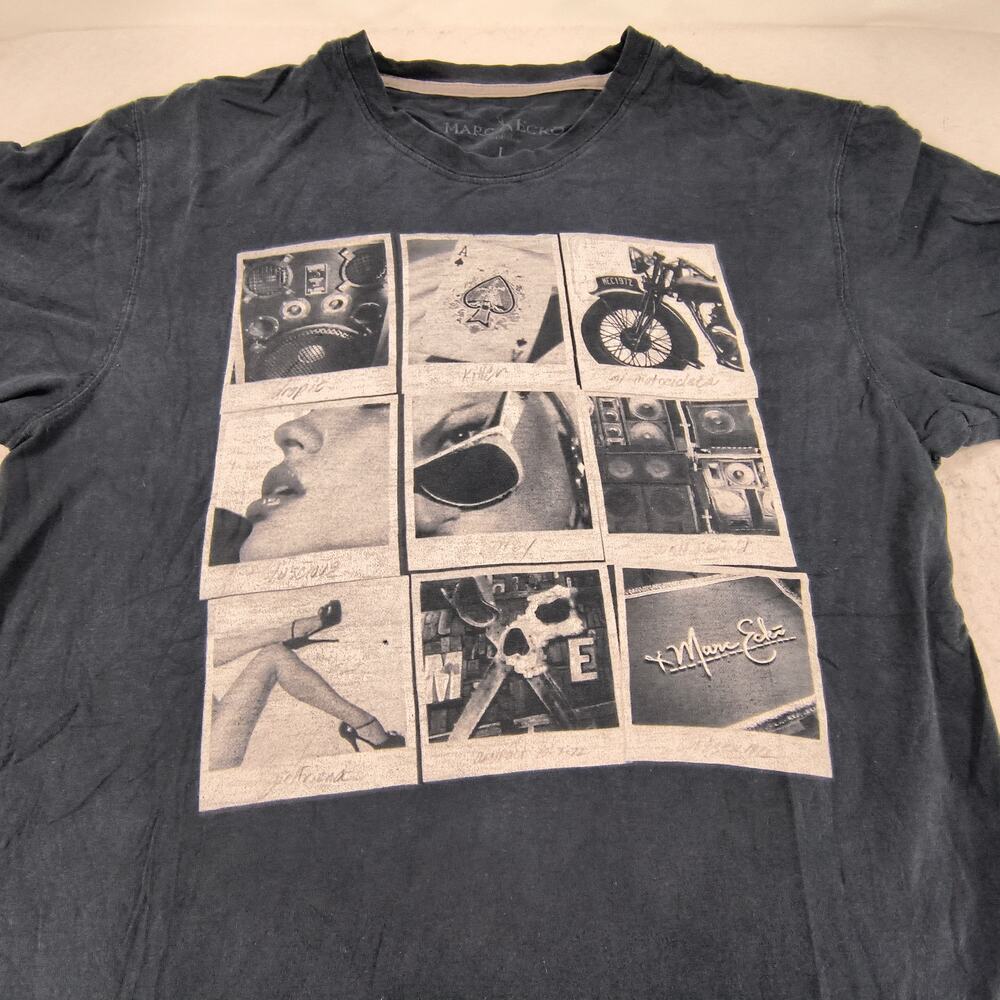 Marc Ecko Crew Neck Casual Short Sleeve T Shirt Mens Size Large L Navy Blue